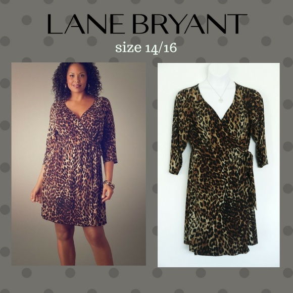 Lane Bryant Dresses & Skirts - Lane Bryant Brown Animal Print Wrap Dress 14/16